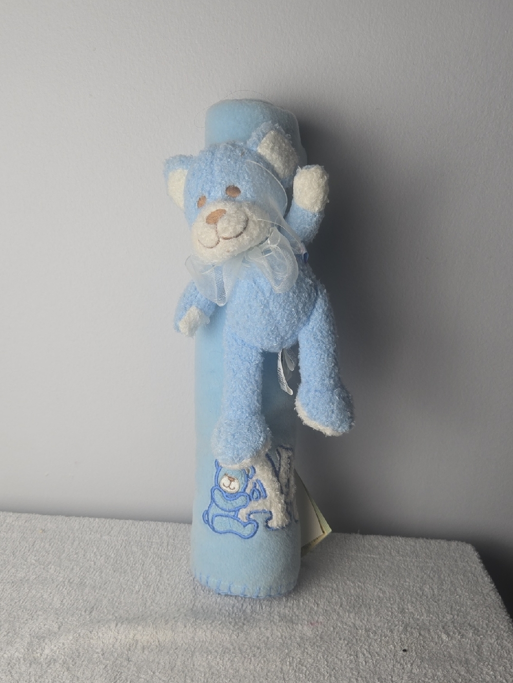 New Blankets and Beyond Blue Bear Plush & Fleece Blanket Set